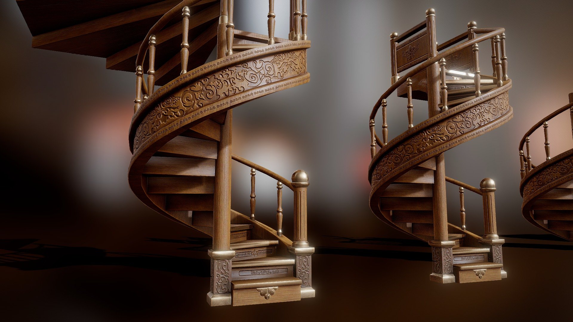 Retro Spiral Staircase 3d model