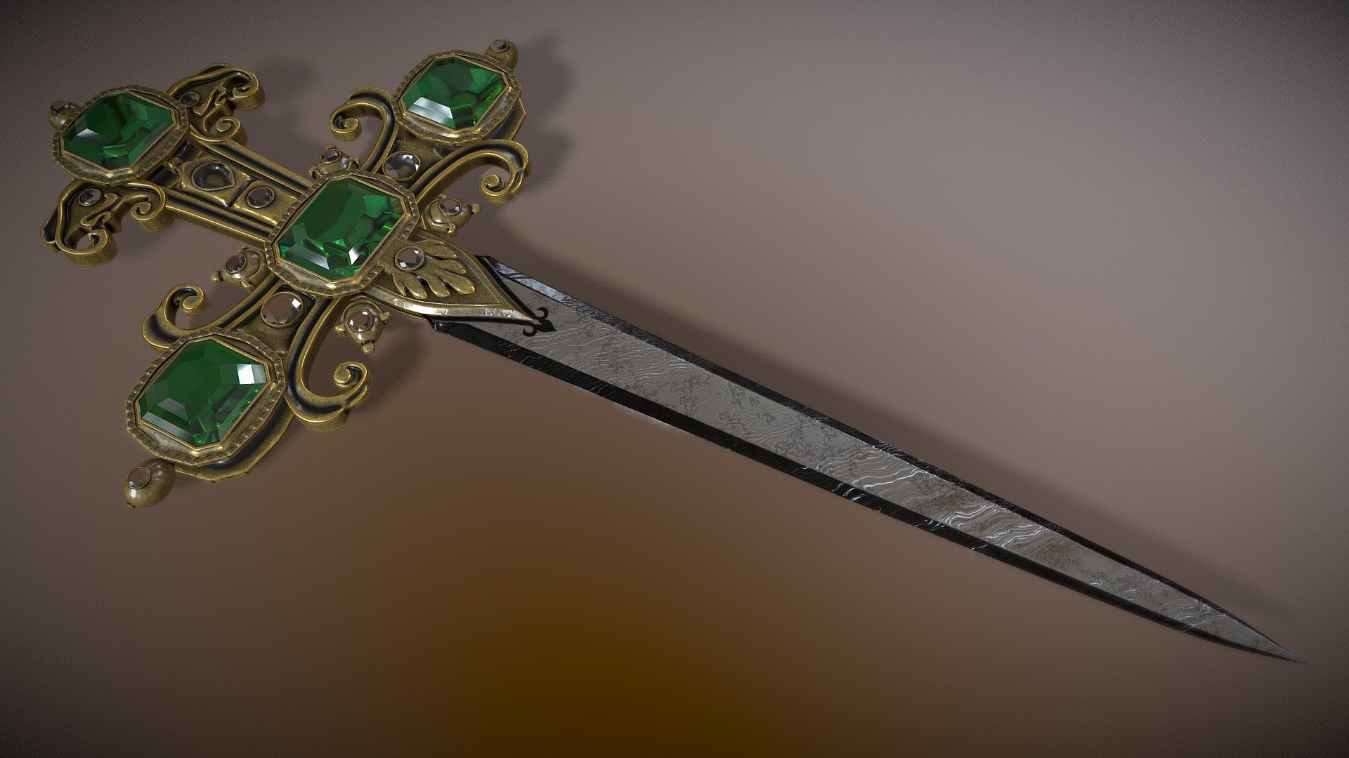 Emerald Ceremonial dagger 3d model