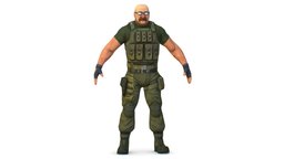 LowPoly Man Boss Slave Driver Chief Soldier