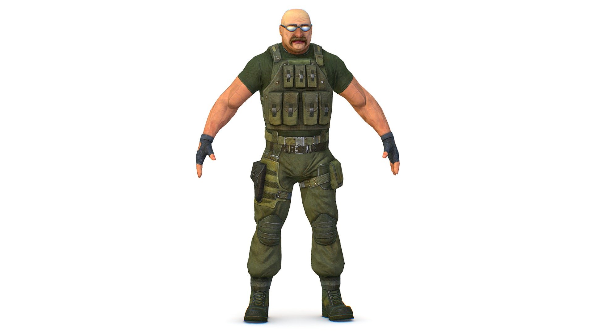 LowPoly Man Boss Slave Driver Chief Soldier 3d model