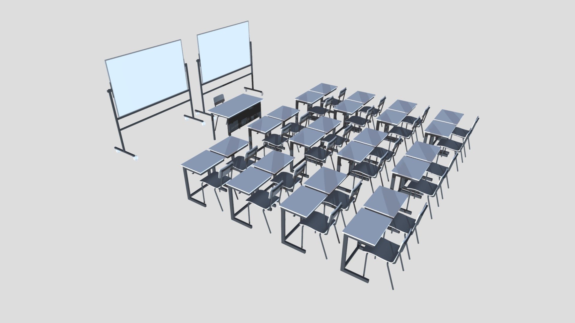 School Classroom Furniture Complete Set 3d model