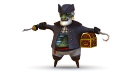 Skined Zombie Bandit Pirate Gangster Low Poly