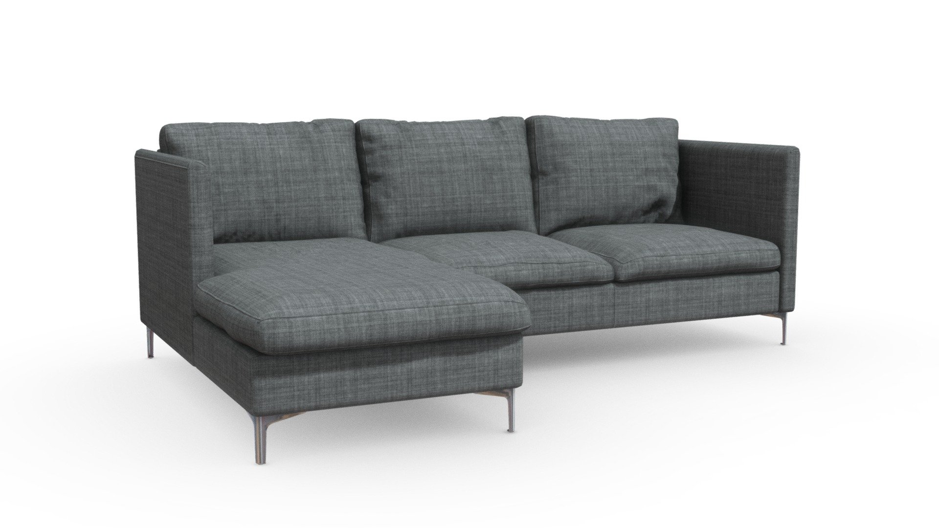 Gray L-Shaped Couch 3d model