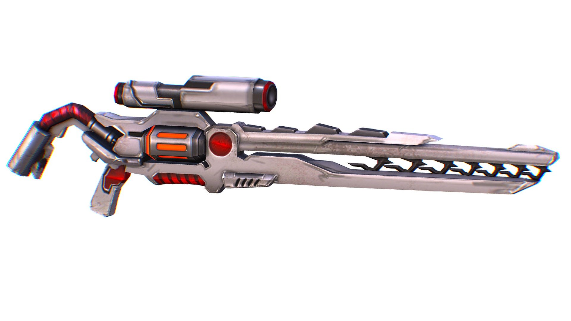 LowPoly Cartoon Sci-Fi Sniper Rifle Future 3d model