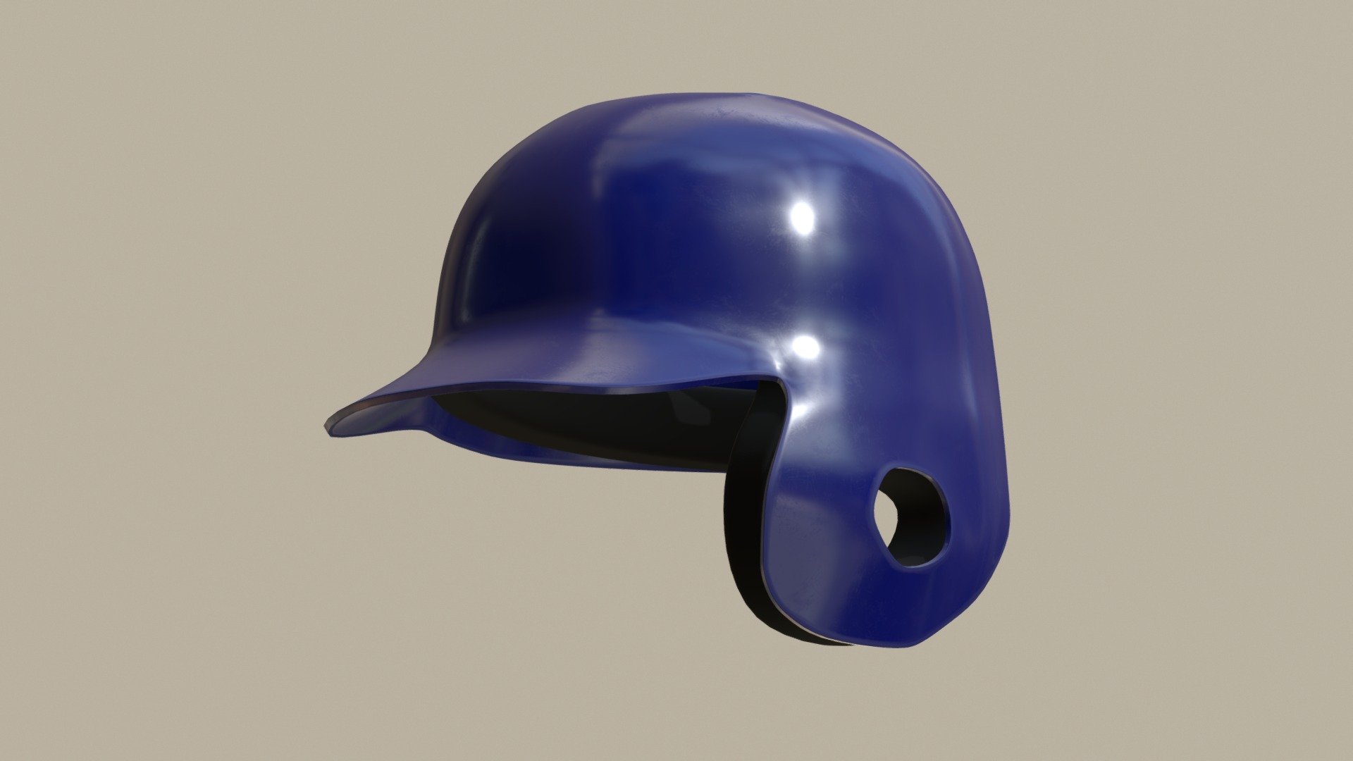 Baseball batting helmet with one ear protect 3d model