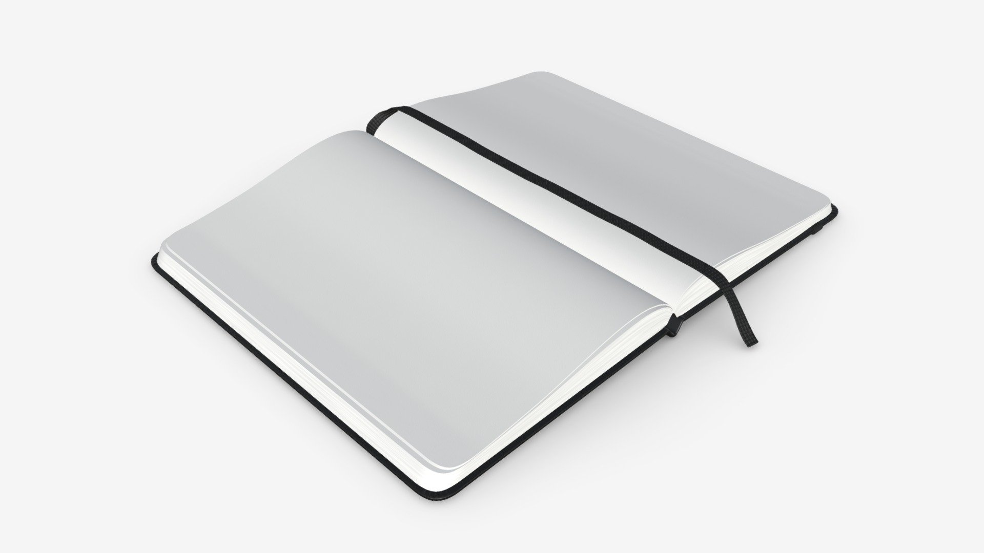 Notebook hardcover with strap open 3d model