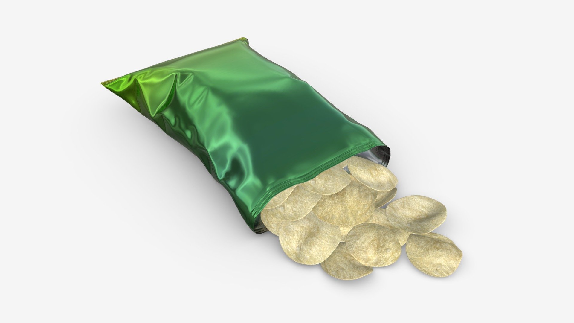 Potato Chips Package opened with folds mockup 03 3d model