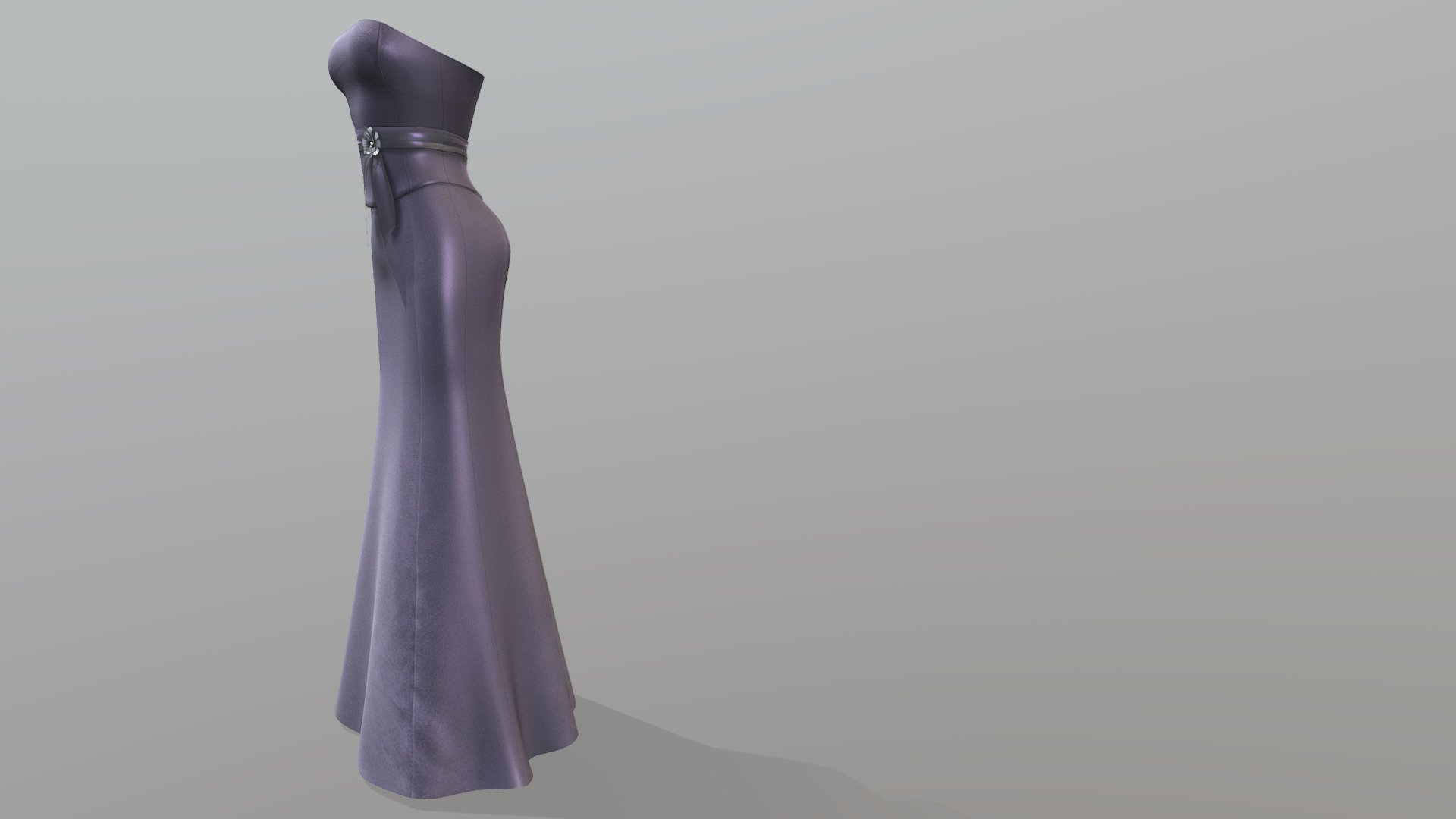 Female Strapless Evening Dress 3d model