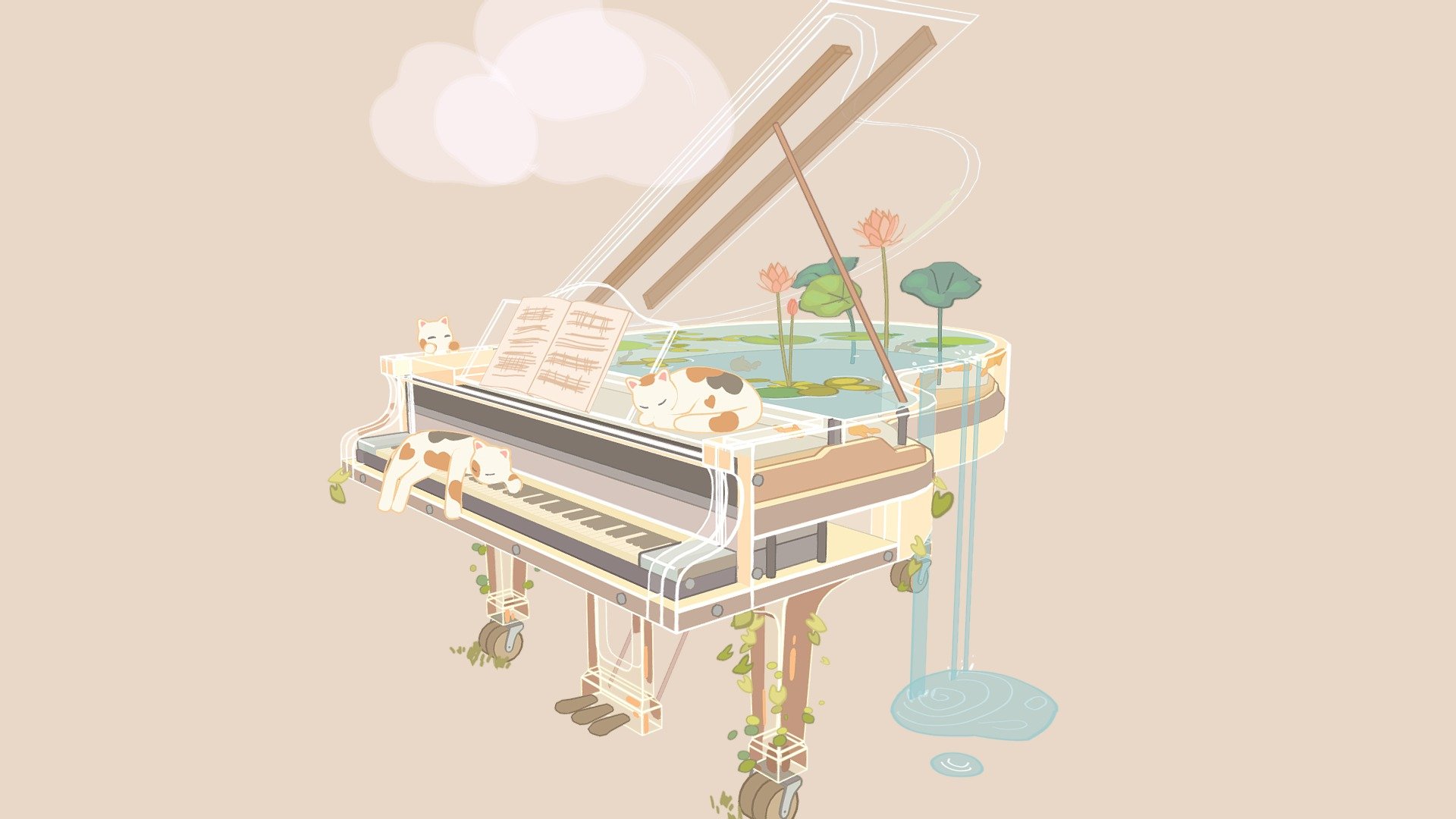 Stylized piano 3d model