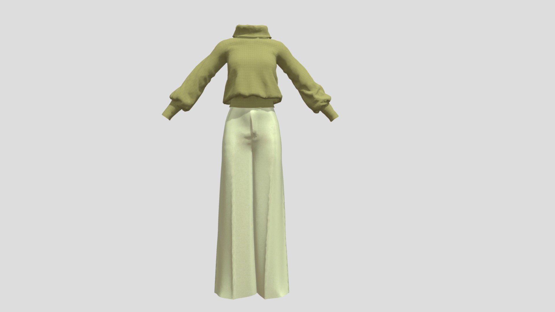 Outfit wool turtleneck sweater and palazzo pants 3d model