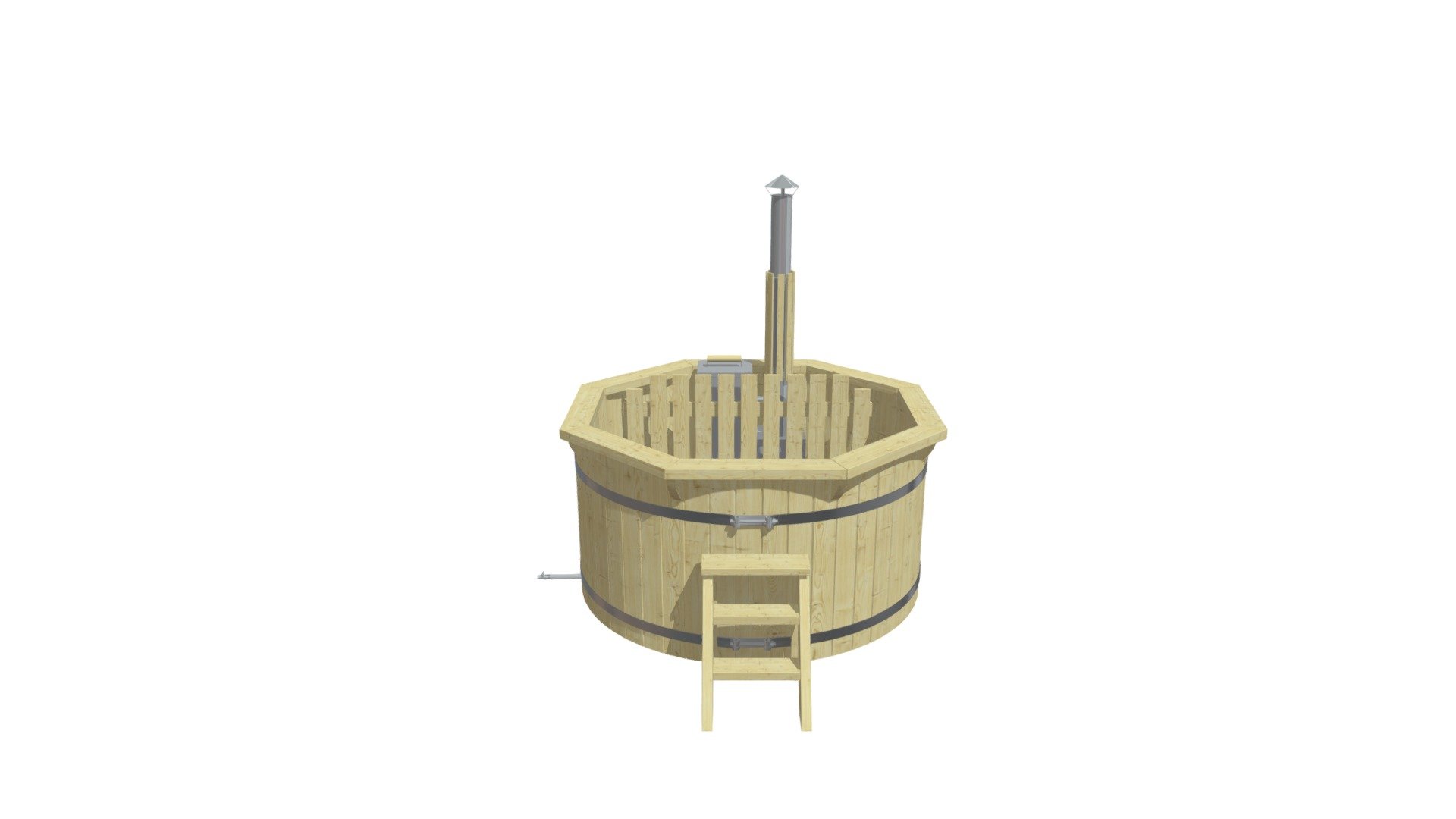 Wooden Hot Tub (1.9m) with internal heater 3d model