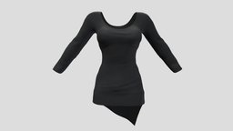 Female Asymmetric Long Sleeve Mini Dress