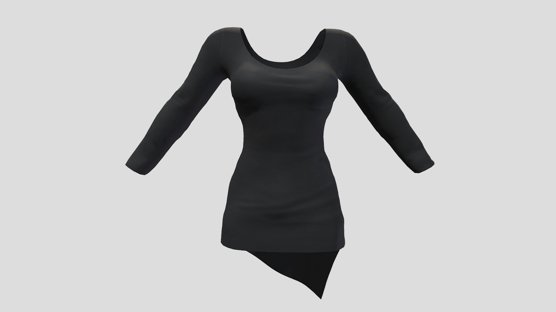 Female Asymmetric Long Sleeve Mini Dress 3d model