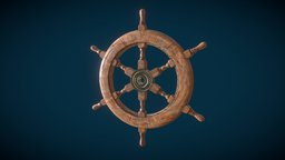 Ship Navigation Steering wheel Low-poly 3D model