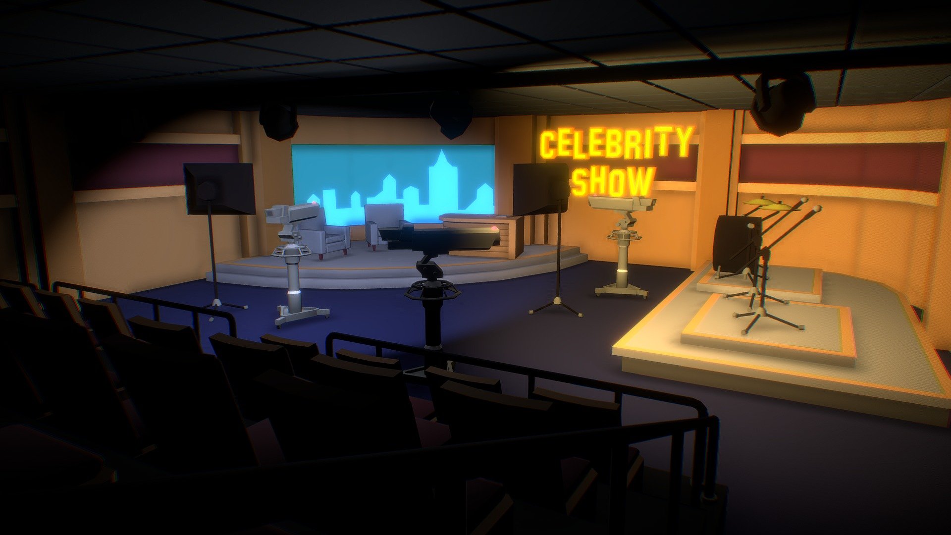 Talk Show Studio 3d model