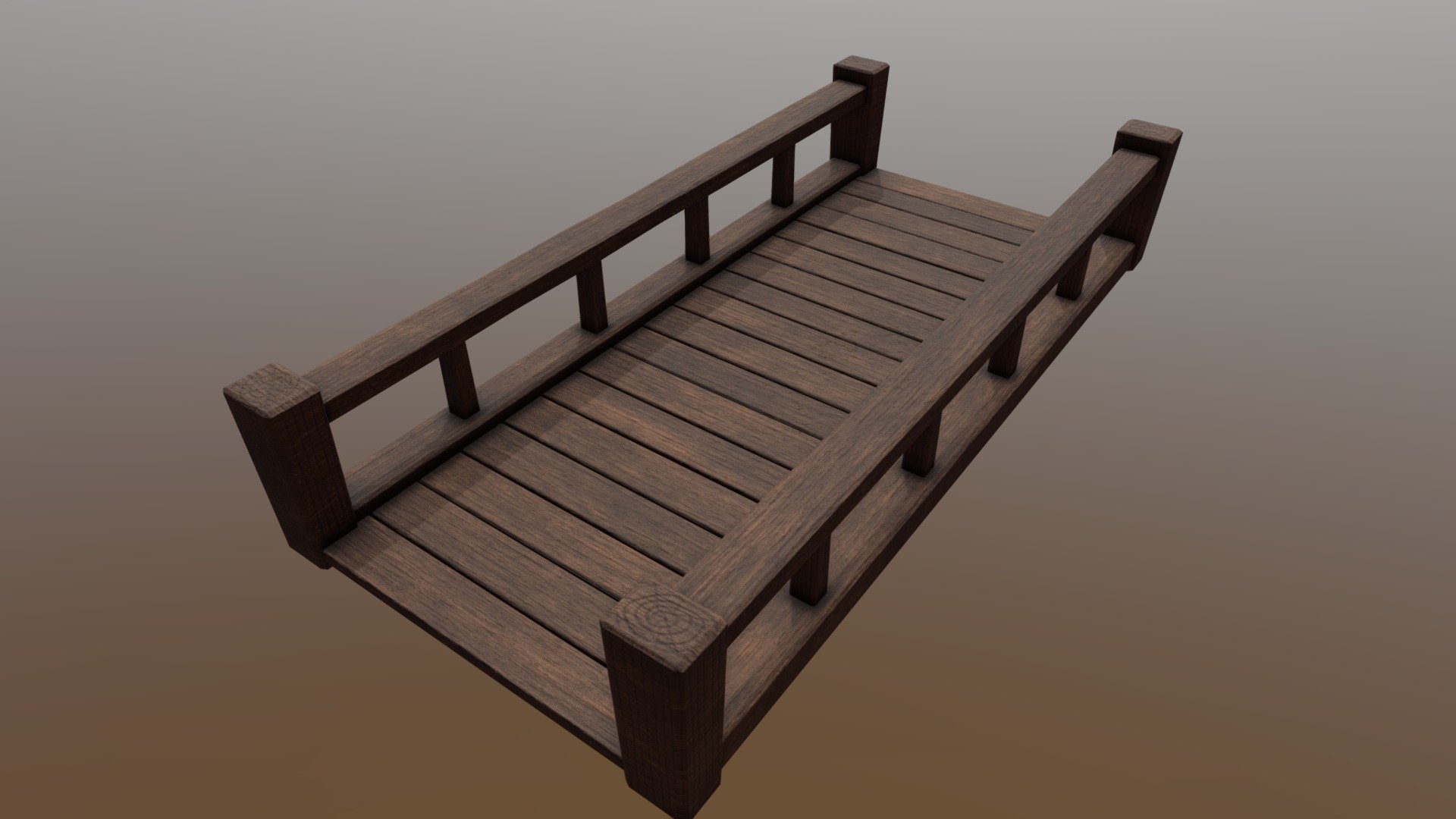 Simple Wooden Bridge 3d model