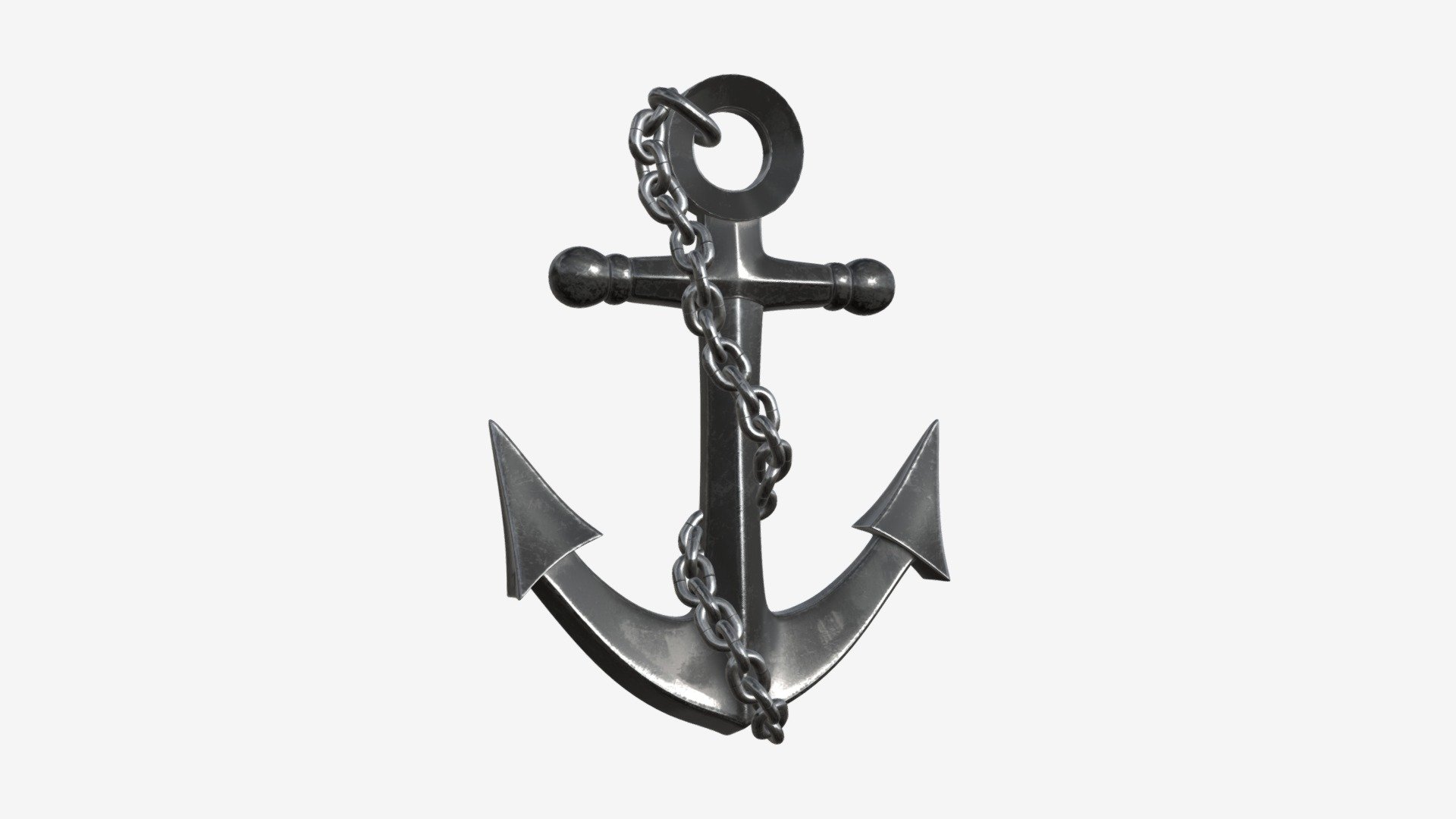 Wall decor anchor with chains 3d model