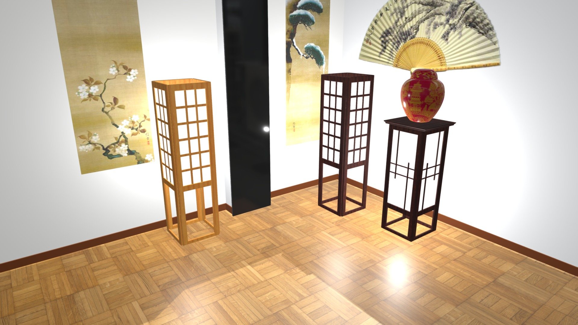 Floor lamp Japanese style 3d model