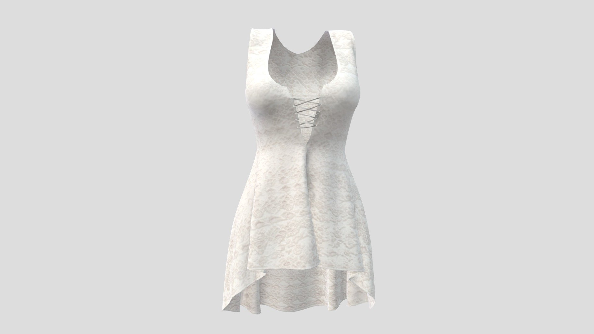 Lace Up Front Hem Dress 3d model