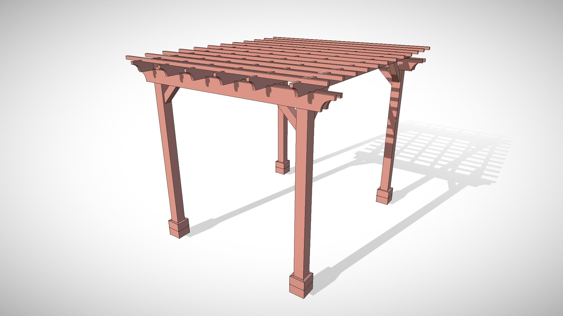 The Traditional Wooden Garden Pergola 3d model