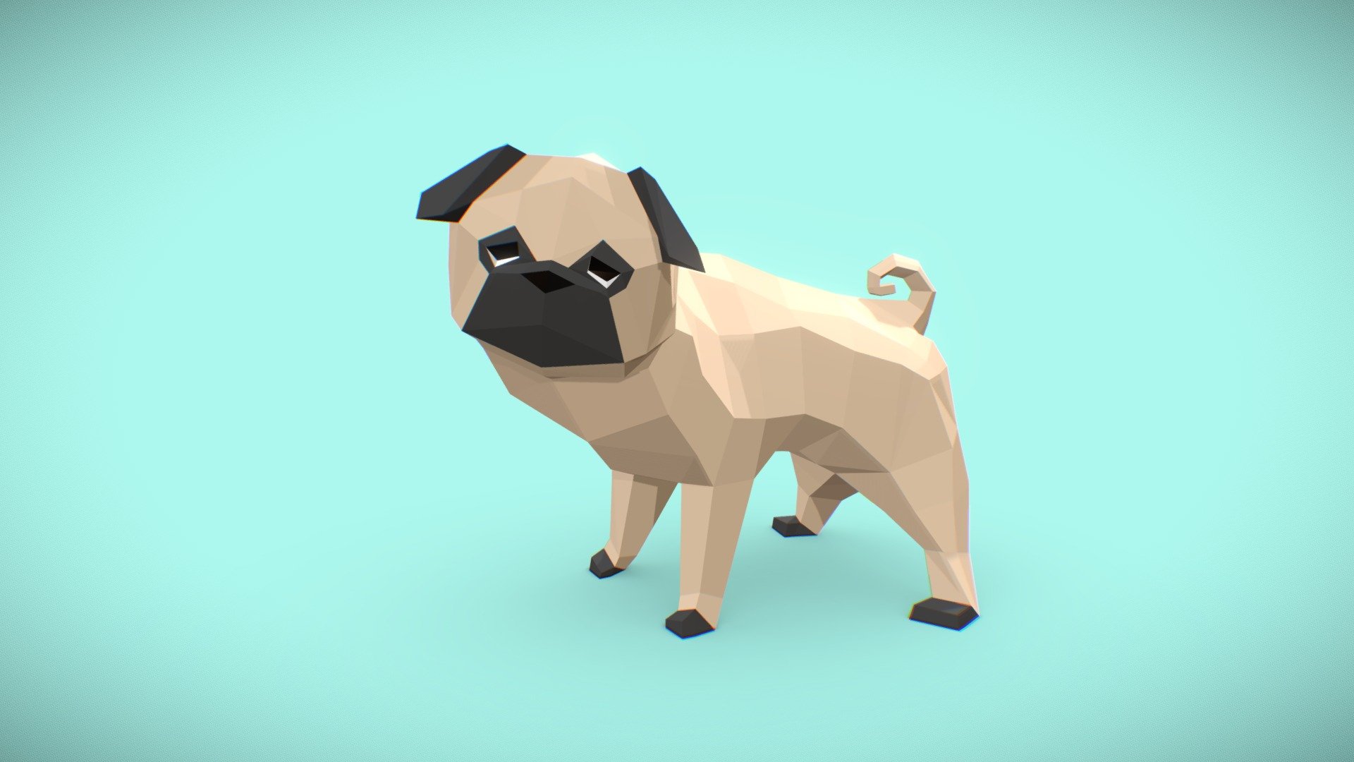 Pug for PaperCraft 3d model