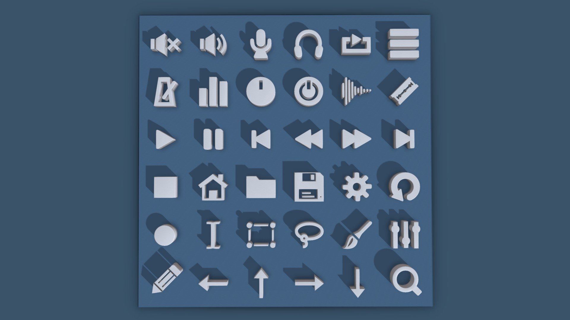 Audio UI Icons 3d model