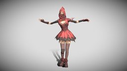 Elven Red Animated Free Fire 3D character