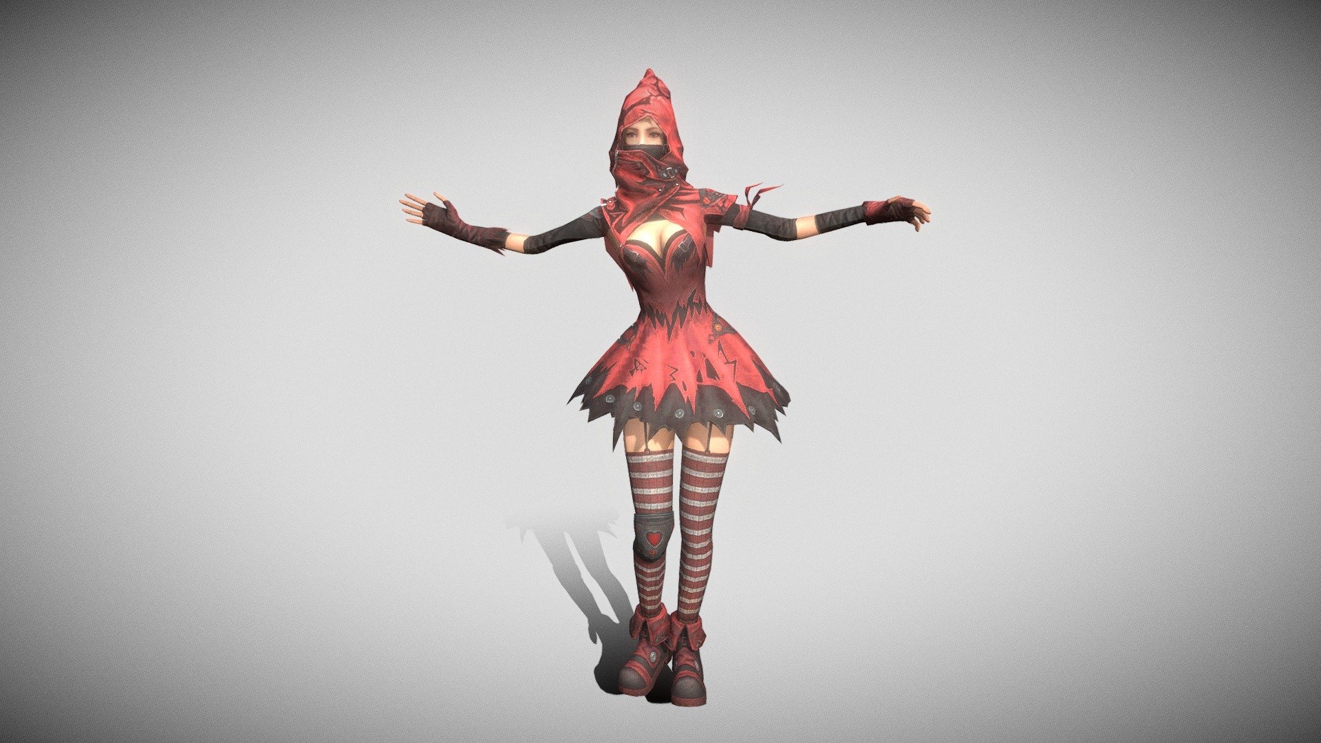 Elven Red Animated Free Fire 3D character 3d model