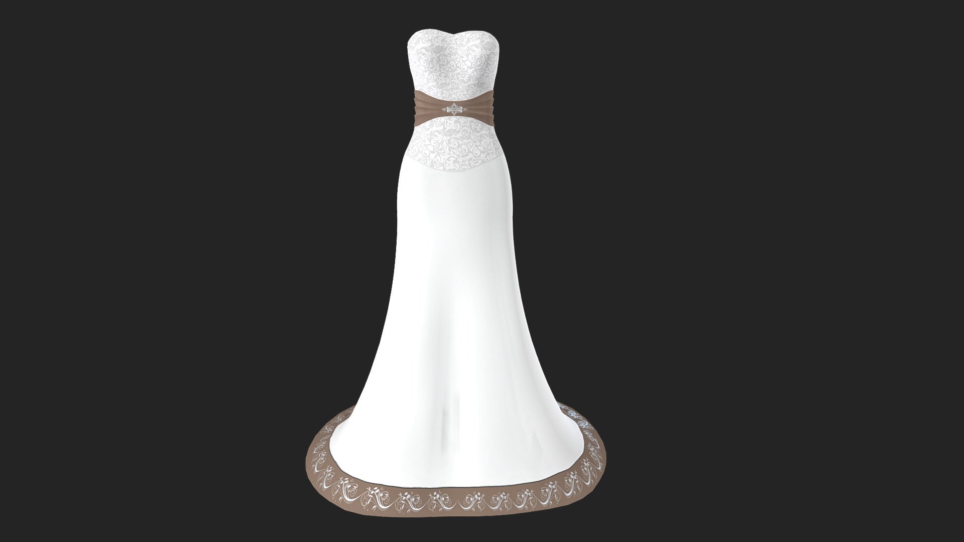 Female Strapless Bridal Gown 3d model