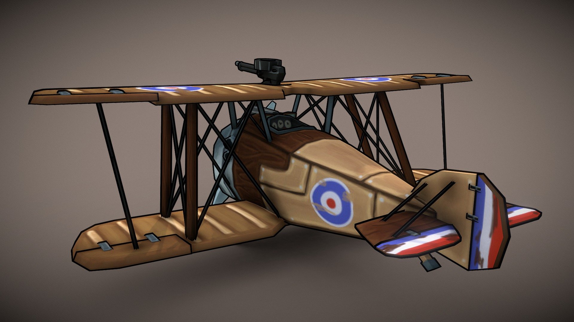 Sopwith 2F.1 Stylized Plane -Flying Circus- 3d model