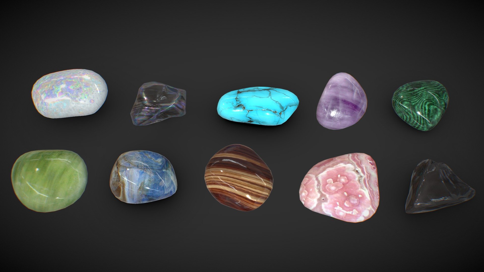 Polished Gemstones / Tumbled Minerals 3d model