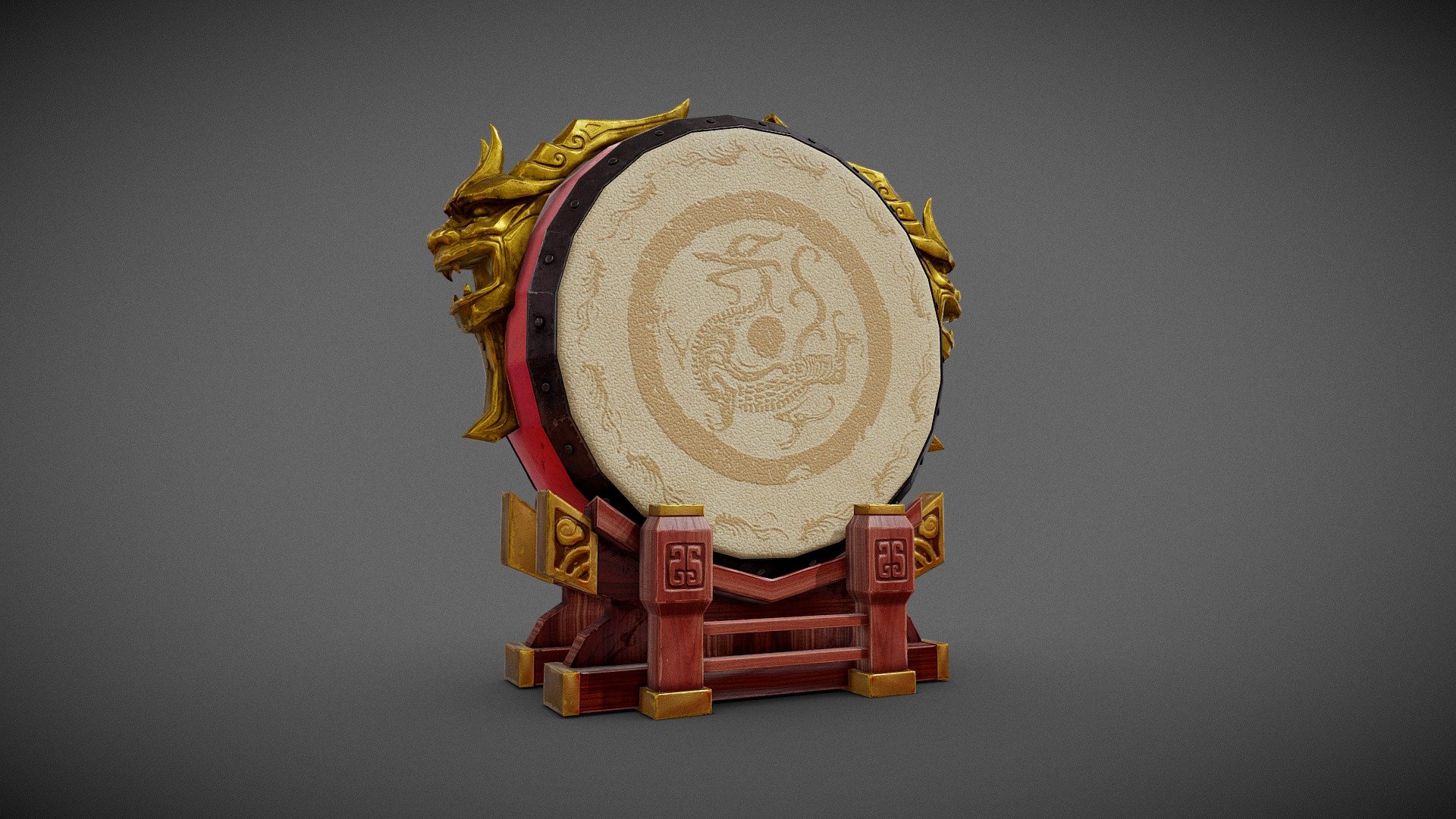 Golden Dragon drum 3d model