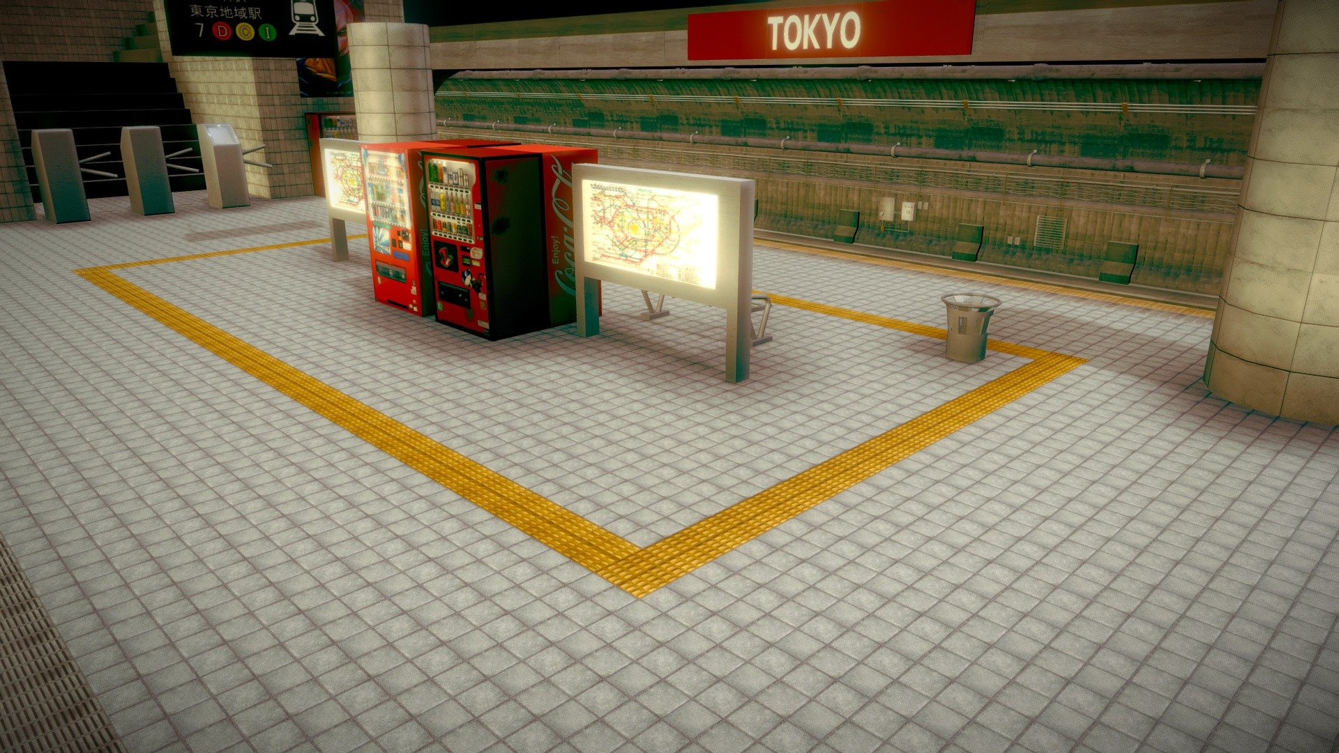 Japanese Subway Environment 3d model