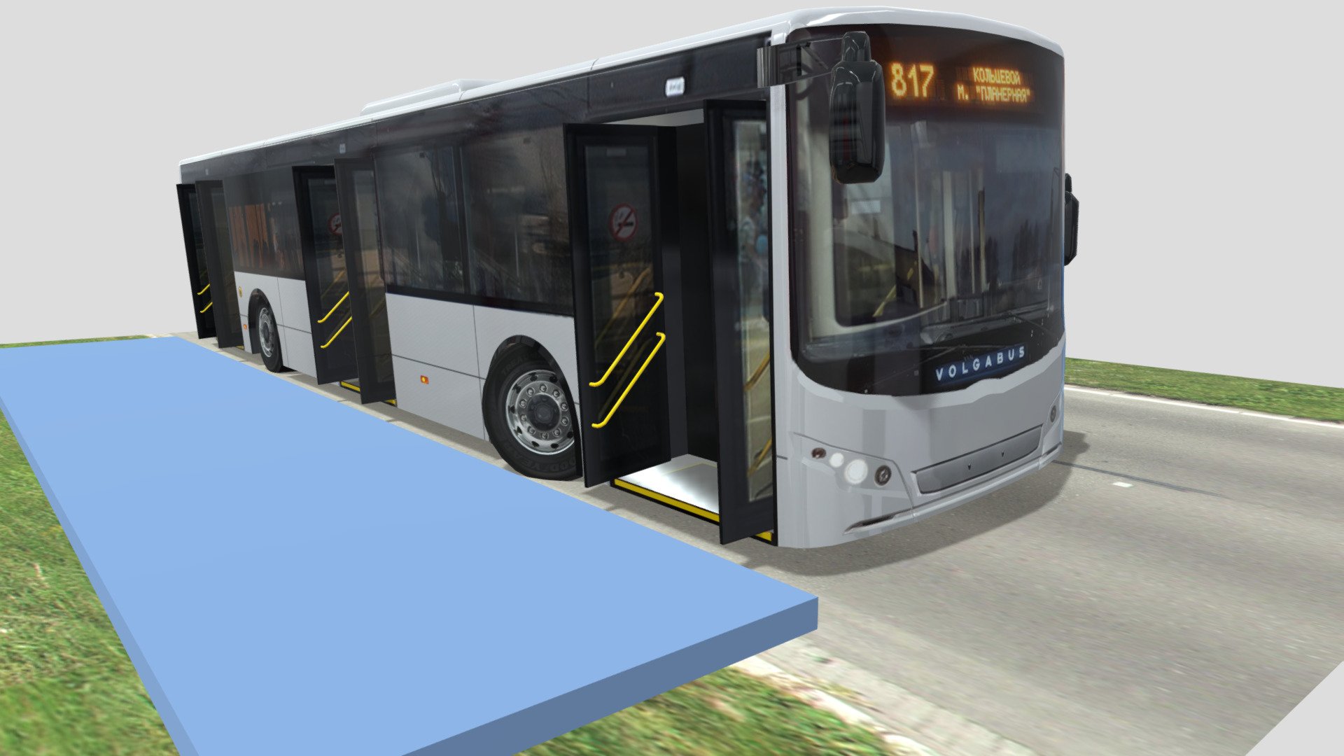 Demonstration of low-floor bus lowering 3d model