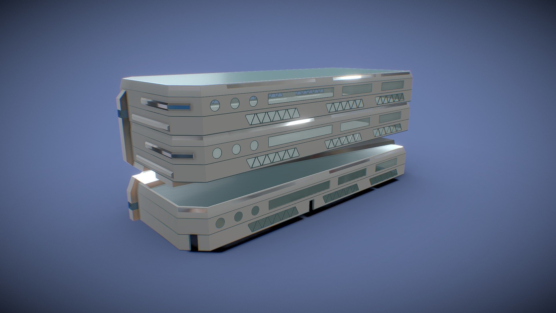 stylized sci fi block of flats 04 3d model