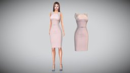 Sleevless Round Neck Knee Length Bodycon Dress