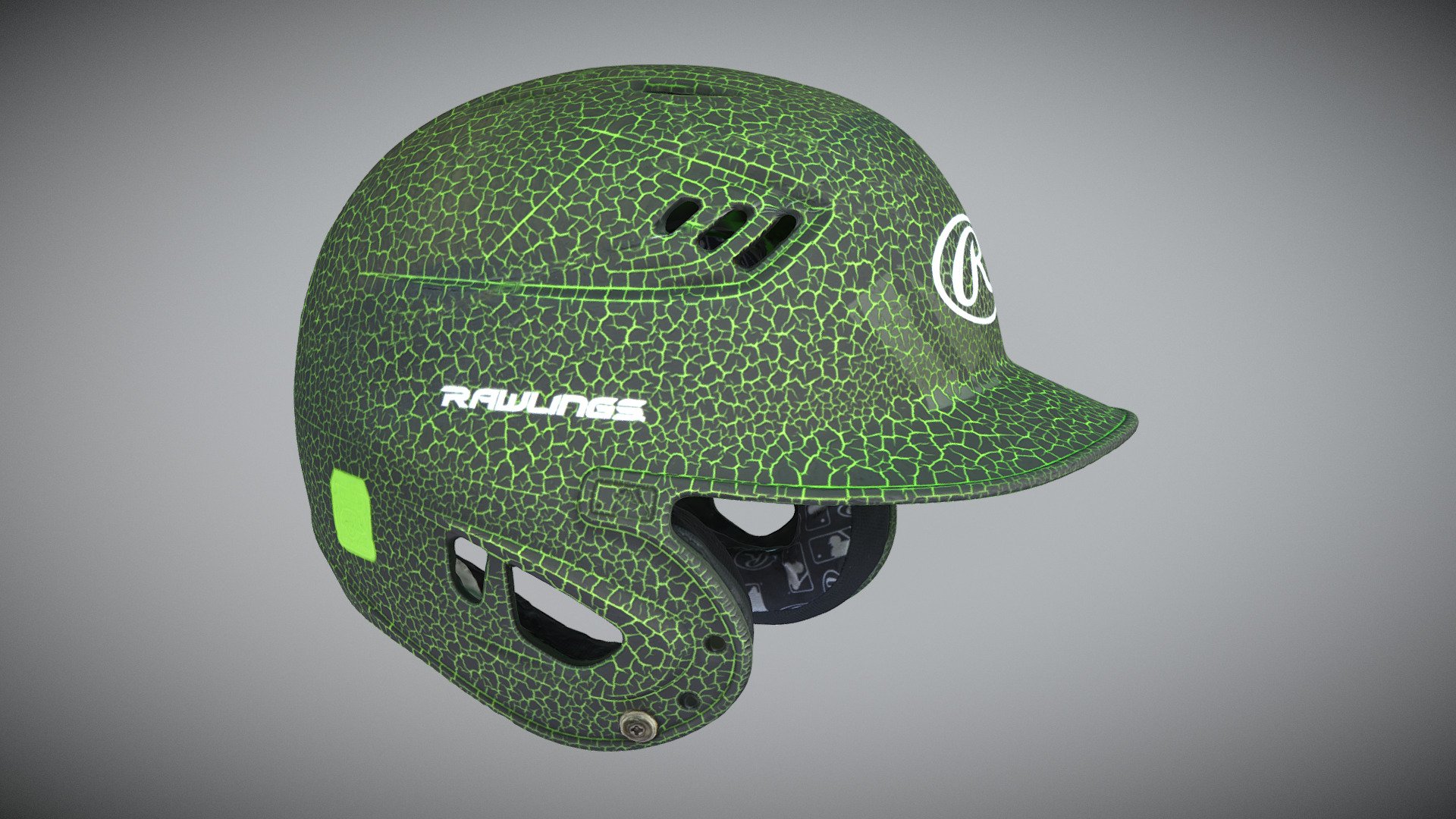 Green Baseball Helmet 3d model