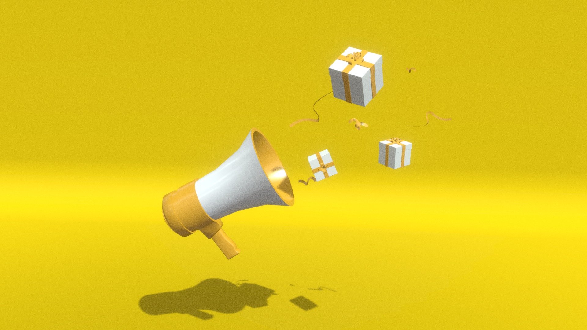 Megaphone and Gift Box 3d model