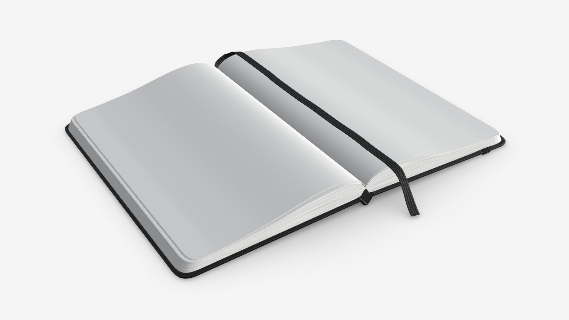 Notebook hardcover with strap open 3d model