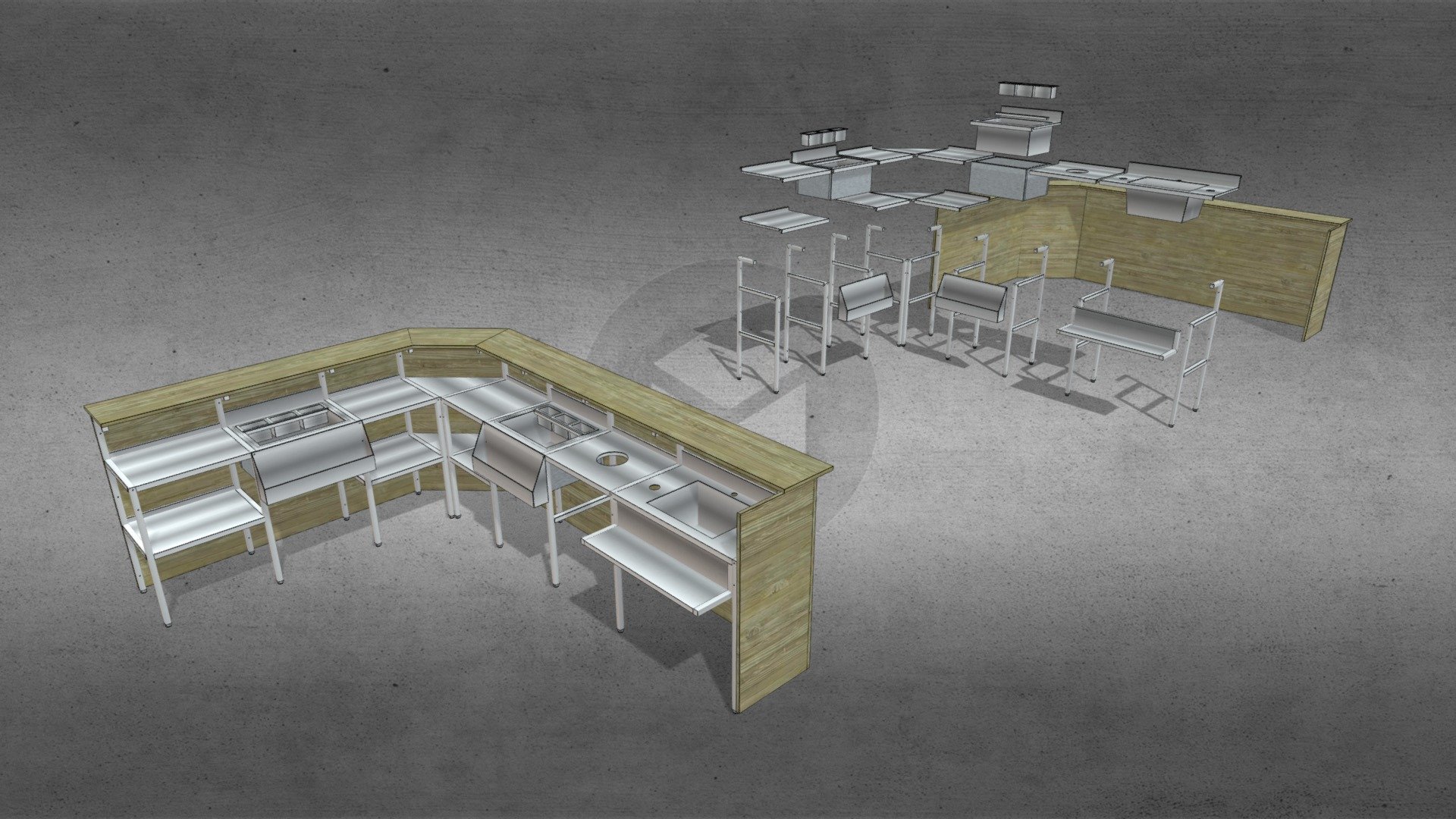 Bar inox modular 3d model