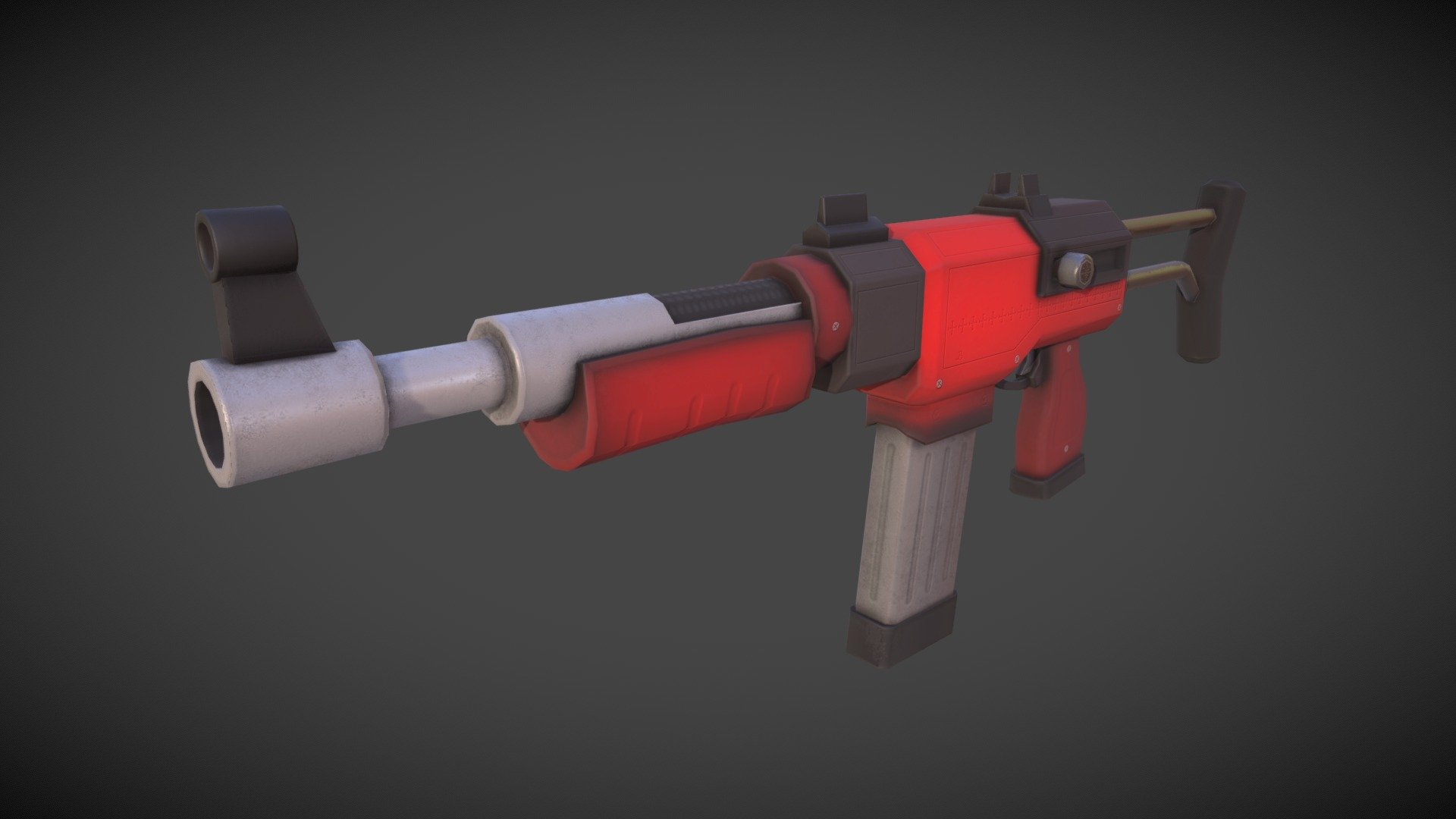 Low poly stylized gun 3d model