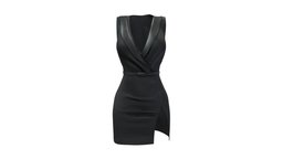 Female Front Slit Mini Tuxedo Dress