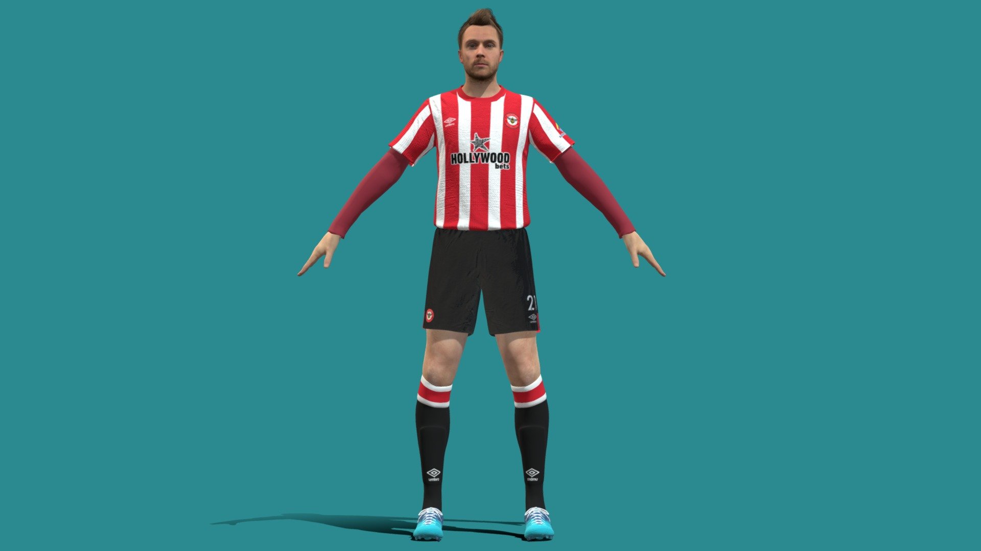 3D Rigged Christian Eriksen Brentford 3d model