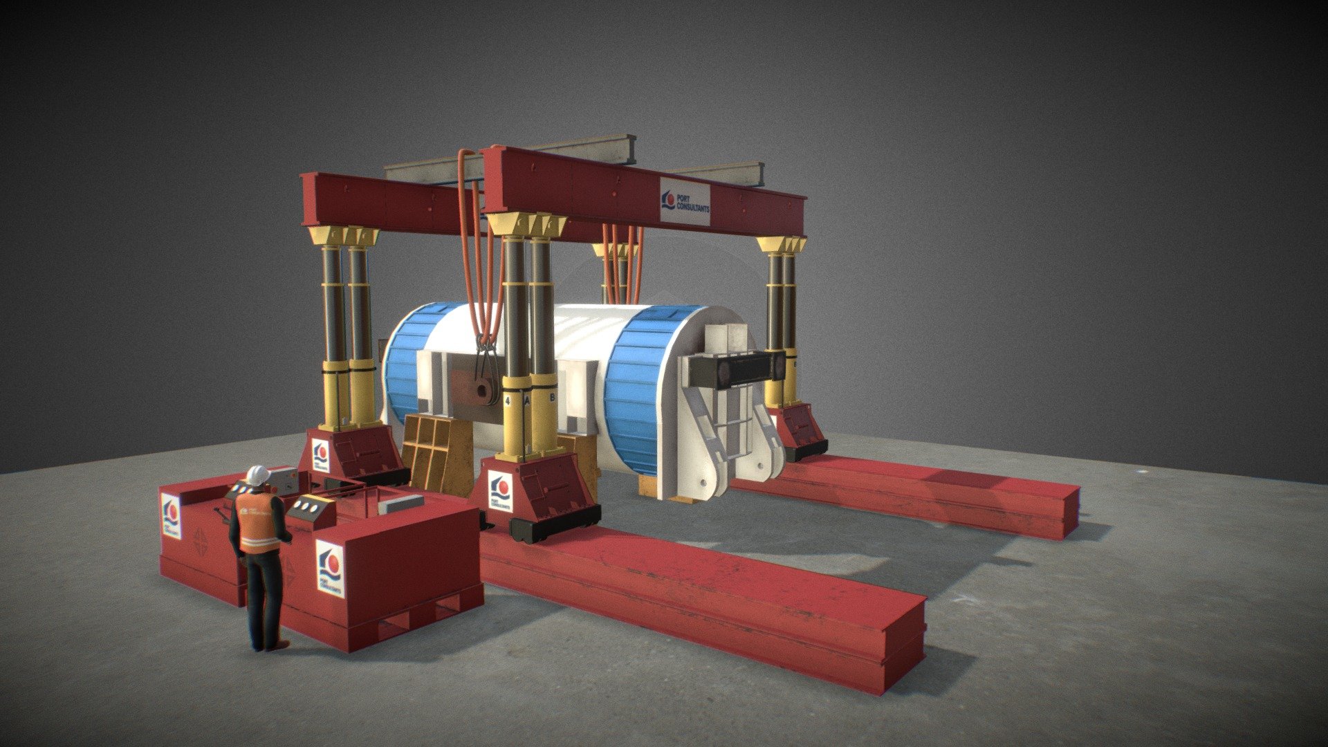 PORT CONSULTANTS Mobile hydraulic gantry 3d model