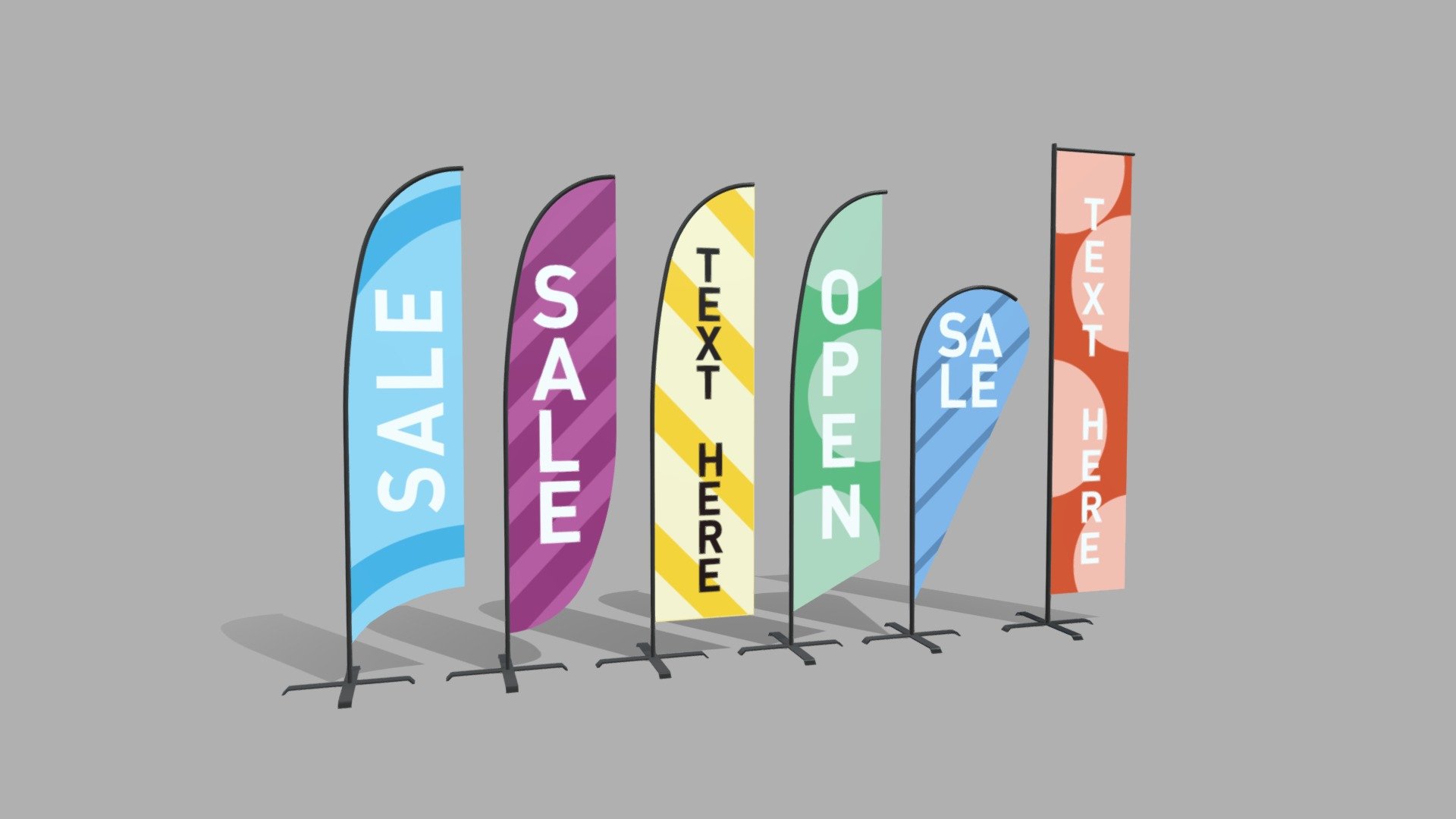 Banner Commercial Flags 3d model