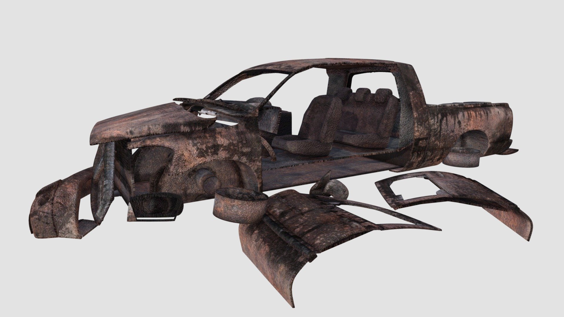 destroyed car 3d model