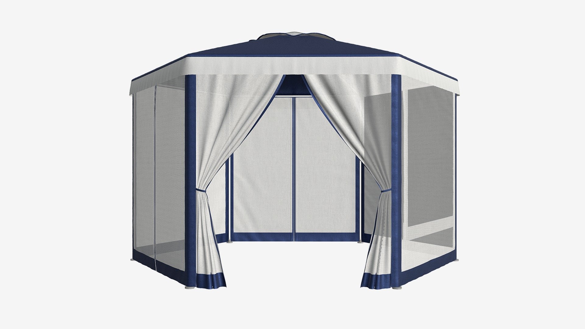 Hexagonal Garden Gazebo with Side Panels 02 3d model