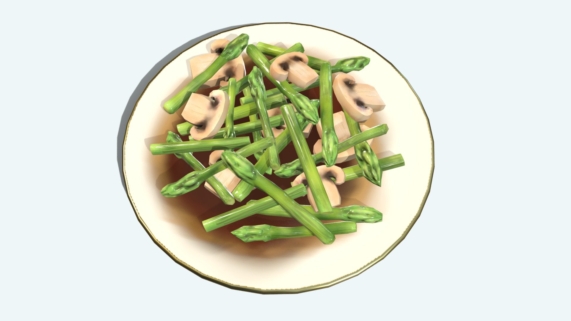 Asparagus Straw Mushroom 3d model