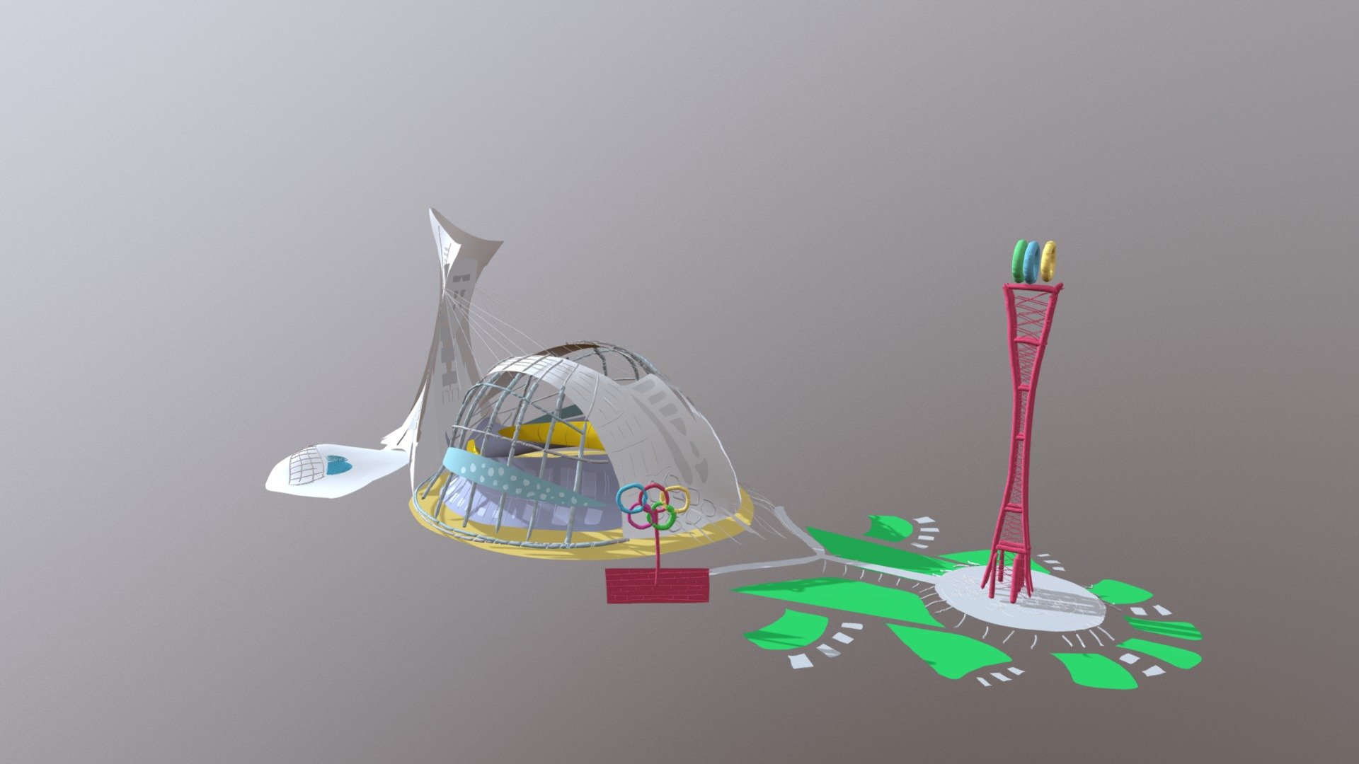 Montreal Olympic Stadium 3d model