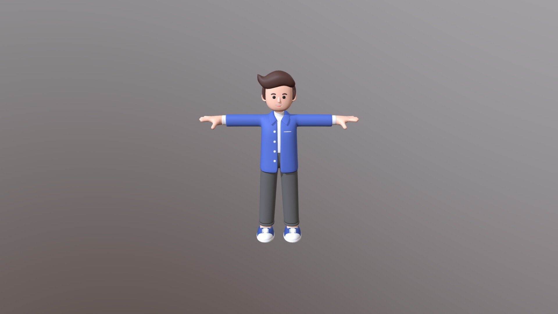 Minimal Man Cartoon Character 02 3d model